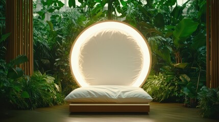 Circular Bed  Surrounded By Greenery