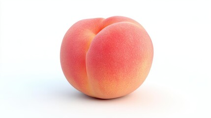 stylized 3d peach fruit icon, vividly rendered and isolated on a crisp white background, emphasizing its freshness and inviting appearance