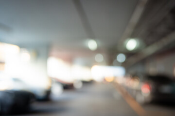 Abstract blurred condominium indoor car park building