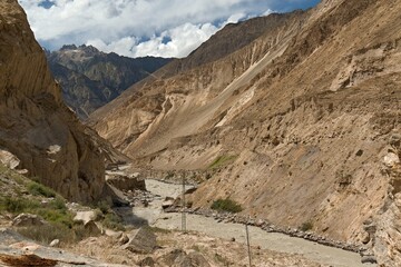 Landscape in Braldu river valley. Karakoram Mountains. Gilgit-Baltistan region. Pakistan. Asia.