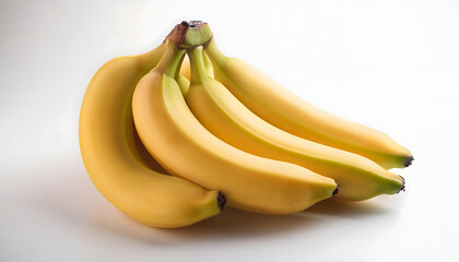 Cluster of yellow bananas on isolate white background