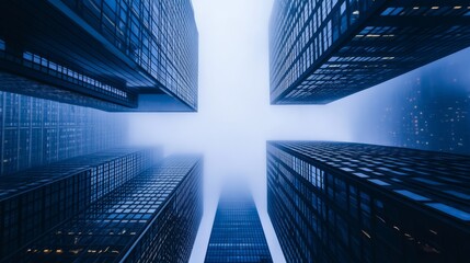 Fog Surrounding Tall Skyscrapers