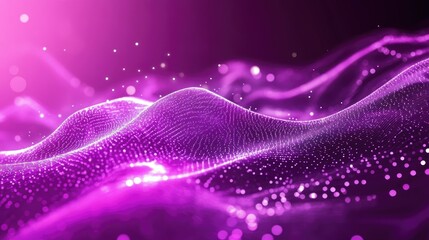 Vibrant Abstract Purple Waves with Light Particles
