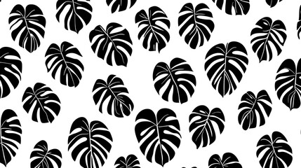 Bold leaf silhouette pattern in black and white, capturing a tropical, modern aesthetic for impactful design.