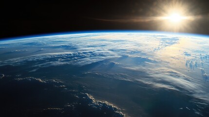 Fototapeta premium Earth View from Space at Sunrise