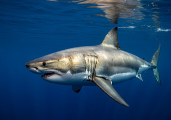 Naklejka premium Great white sharks are one of the largest predatory fish in the world, underwater