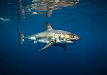 Fototapeta premium Great white sharks are one of the largest predatory fish in the world, underwater