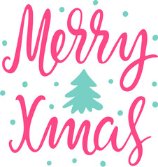 Merry Christmas lettering with Christmas tree.