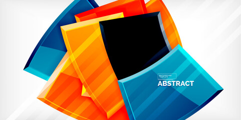 Round 3d shapes, plates background. Creative composition design template