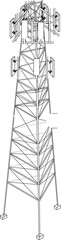 Vector sketch illustration silhouette design of radio technology signal transmitting tower