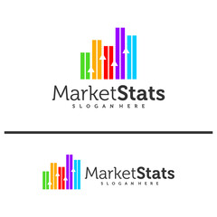 Chart stats logo template. Market success vector design. Growth graph illustration