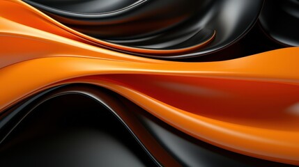Abstract Orange and Black Wavy Lines A Minimalist Design Featuring Contrasting Colors and Fluid Shapes