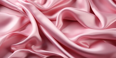 Obraz premium Abstract Draped Pink Satin Fabric, Smooth and Luxurious Texture