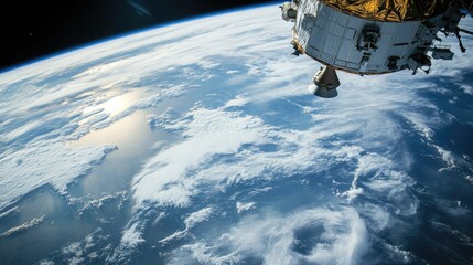 Satellite Orbiting Earth with Stunning Blue Horizon