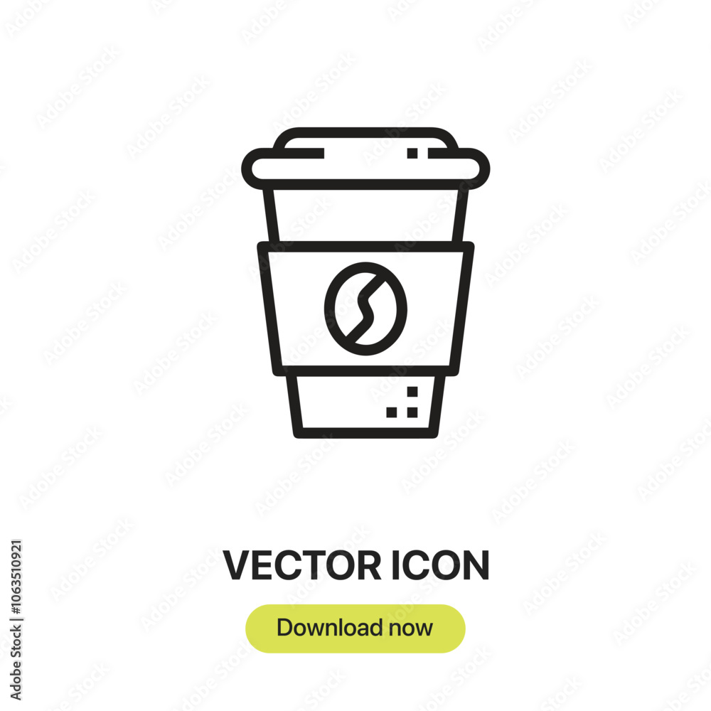 Fototapete coffee cup icon vector. linear-style sign for mobile concept and web design. coffee cup symbol illus