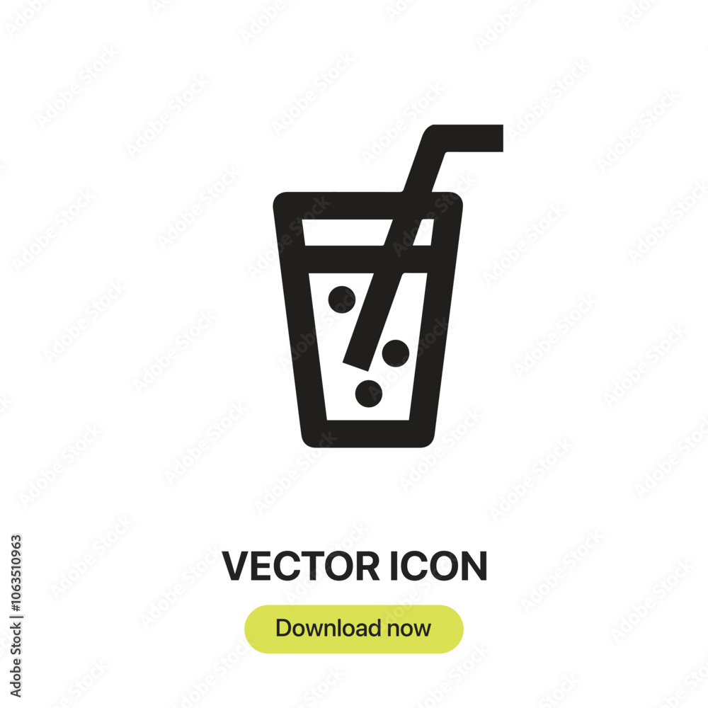 Aufkleber Cold Drink icon vector. Linear-style sign for mobile concept and web design. Cold Drink symbol illustration. Pixel vector graphics - Vector.	