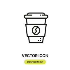 Coffee Cup icon vector. Linear-style sign for mobile concept and web design. Coffee Cup symbol illustration. Pixel vector graphics - Vector.	