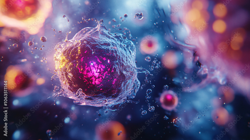 Aufkleber microscopic view of cell division showing cell membrane and nucleus surrounded by other cells