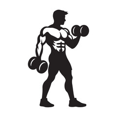 Muscle arm fitness emblems, labels, badges, logos and design elements icon vector silhouette isolated on white background.