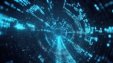 Obraz premium Abstract Digital Tunnel with Glowing Blue Elements