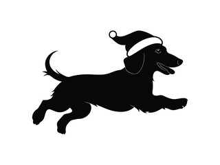 Christmas Dachshund Dog Silhouette Set - Festive Holiday Clipart