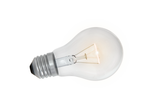 Glowing Lightbulb, transparent background