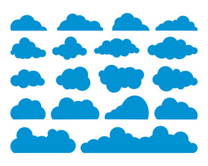 Fototapeta premium Set of blue clouds. Big clouds. Set for cartoon. Vector illustration