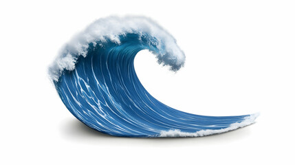 Obraz premium Giant Ocean Wave Isolated on White Background, water, sea, blue wave, crashing wave, big wave