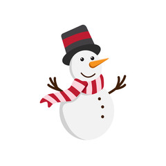 Snowman PNG. Snowman with hat and scarf. Snowman cartoon character on transparent background