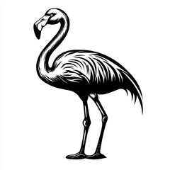 Fototapeta premium A stylized black and white illustration of a flamingo standing gracefully.