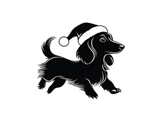 Christmas Dachshund Dog Silhouette Set - Festive Holiday Clipart