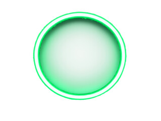 Green glowing circle at night, cut out transparent