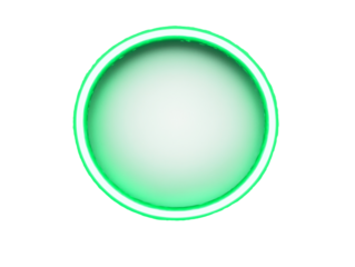 Green glowing circle at night, cut out transparent