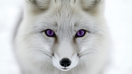 Naklejka premium Silver fox displaying captivating violet eyes, the elegance of this silver fox is accentuated by its striking eye color, perfect for an eye-catching composition with ample copy space.
