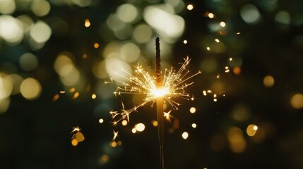 Sparkler Glowing Brightly in Evening Light
