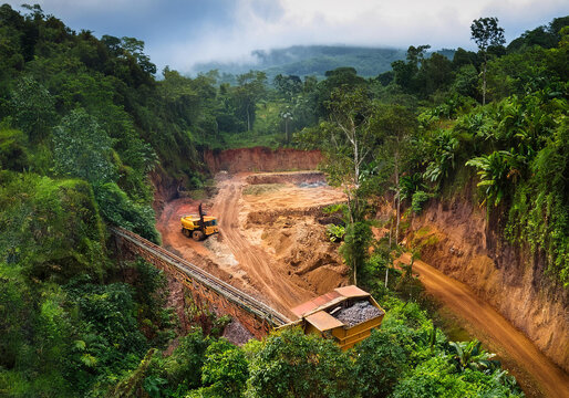 Mineral-Abbau im tropischen Regenwald