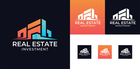 Real estate with modern concept home building logo design inspiration, Architectural building construction logo design template