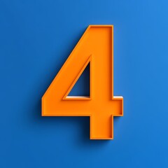 A vibrant orange number 4 against a blue background, emphasizing design.