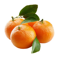 Fresh oranges with leaves on a white background isolated transparent