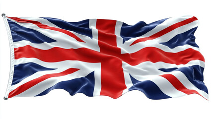 Fototapeta premium Beautiful wavy British flag on a white background