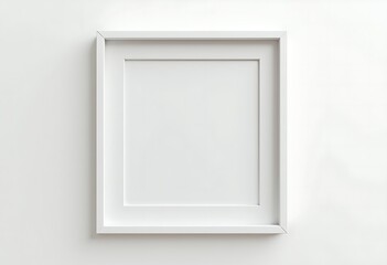 White wooden picture frame mockup on a white wall