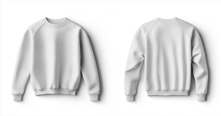 Blank white hoodie sweatshirt with long sleeve mockup or template image. Font, back view, winter clothes. 