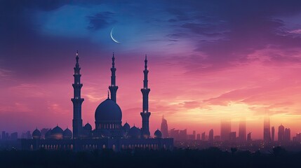 Serene Mosque Silhouette at Twilight