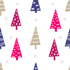 Hand drawn Christmas tree pattern. 