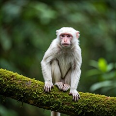 Obraz premium Albino monkey on the tree branch in the forest