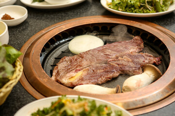 Korean barbecue. Korean beef sirloin