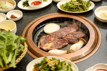 Korean barbecue. Korean beef sirloin
