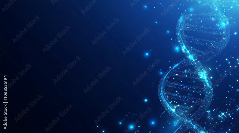 Aufkleber abstract dna strand forming with plexus effect on dark blue background, showcasing futuristic look