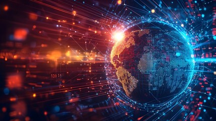 Glowing Holographic Globe Symbolizing Digital Age Communication Technology Global Connectivity