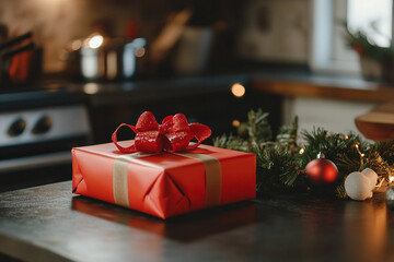 Generative AI Image of Christmas festive event occasion birthday Gifts Wrapped Ribbon for Festive Celebration